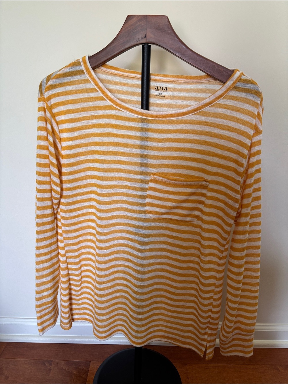 A.N.A Women’s XS Orange Striped Long Sleeve Tee